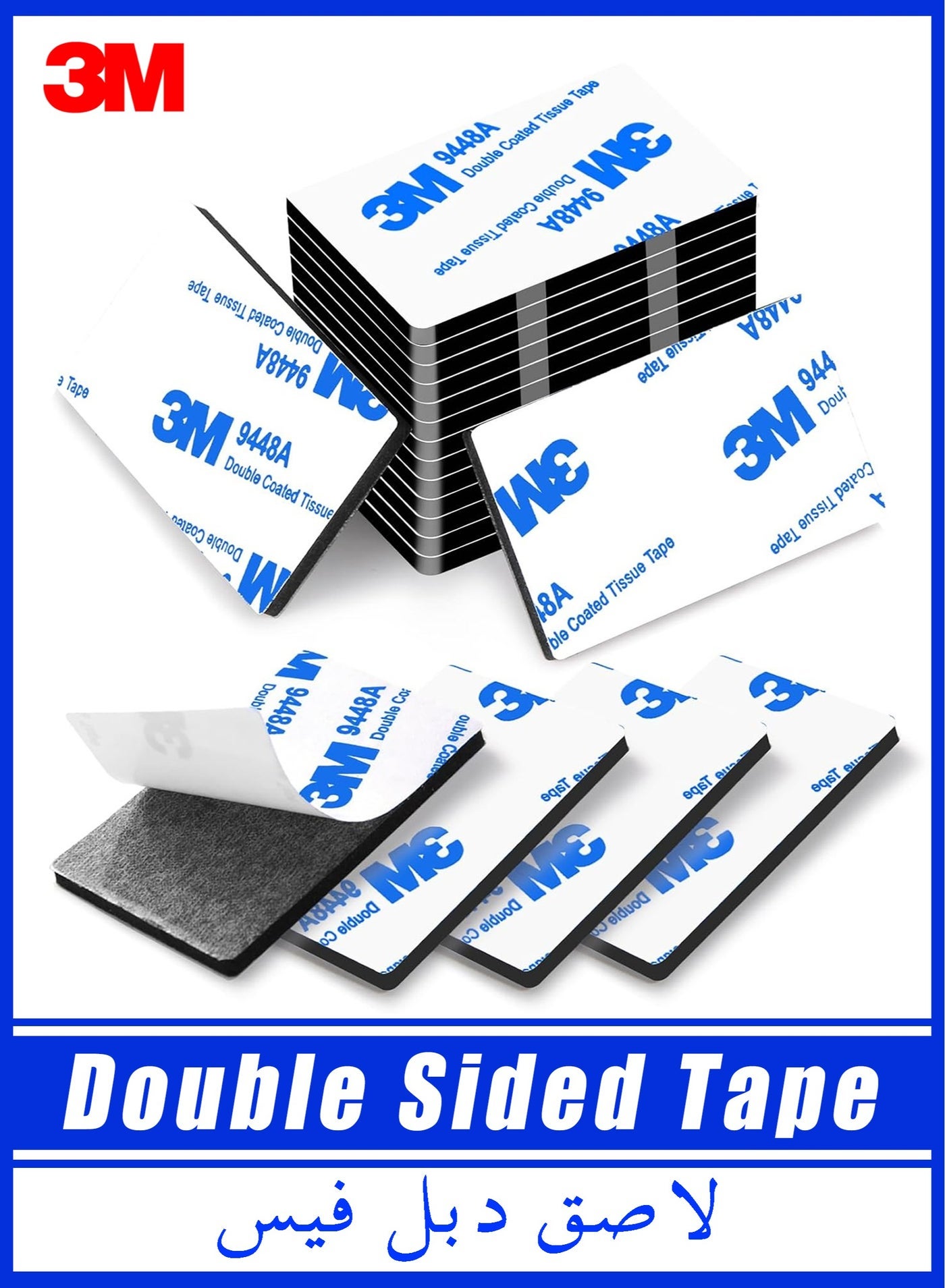 100 Pcs Double Sided Tape Double Sided Adhesive Pads, Heavy Duty Mounting Tape, 3mm Thickness Pre-Cut Foam Tape, Super-Sticky Black Strong Pads Rectangle Shape Waterproof for Walls Picture, Car, Home, Office